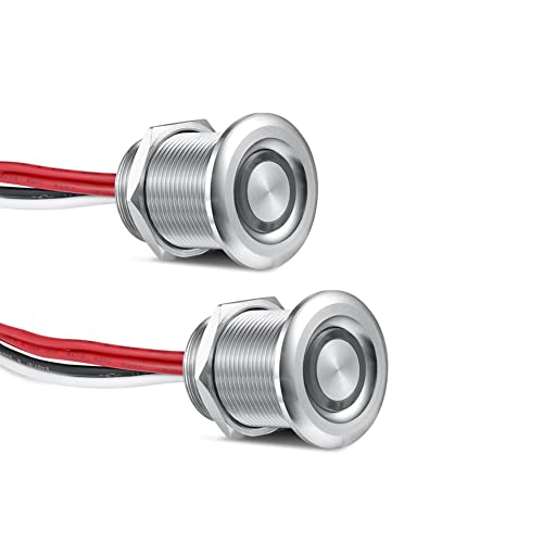 acegoo 2 x DC 12V PWM Dimmer Campervan Boat Regulador de Luz, Interruptor de Atenuación de Botón de Acero Inoxidable, Montaje Empotrado Agujero 19mm para Barco Camper Coche Caravan Autocaravana Cover