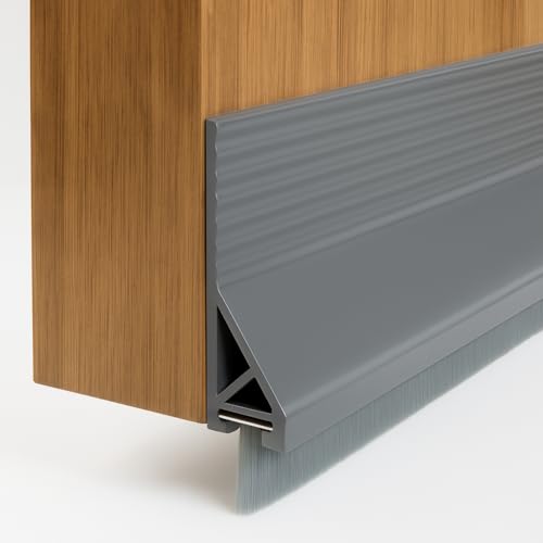 Image of URBANMONK 2-Pack Door Bottom Sealing Strip with Brush | Self Adhesive Door Gap Filler Rubber with | Bottom Sealing Strip Guard | Protector from Cockroach, Insect, Bugs, Air & Dust | Grey