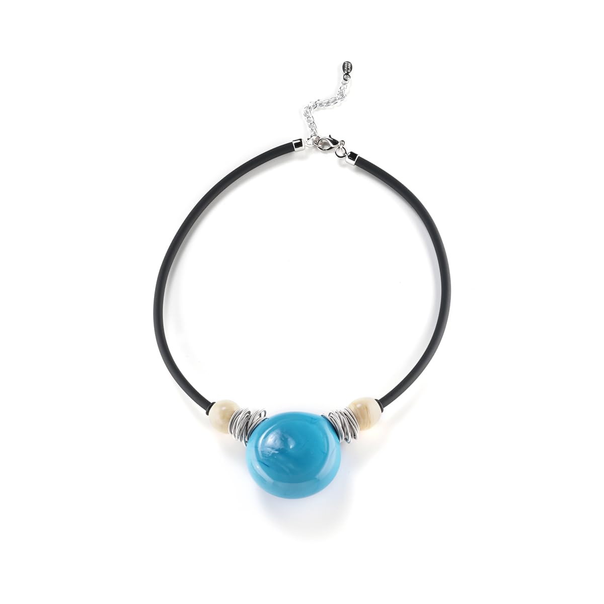 Acca, M.SAHARA Collana con Perla in Vetro di Murano, Cordino Nero con Perle Decorative. Gioiello unico fatto a mano Made in Italy
