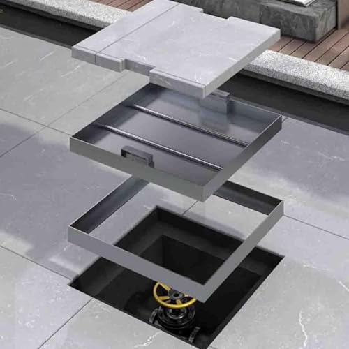 Couvercle de Regard Invisible 40cm Trappe de Fosse Septique Acier Inoxydable