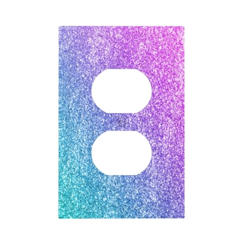 Decorative Outlet Covers Gillter Purple Pink Blue Gradient Sparkle 1 Gang Duplex Light Switch Cover Plate Unique Wall Plate Electrical Switch Plate Covers for Bedroom Home Decor