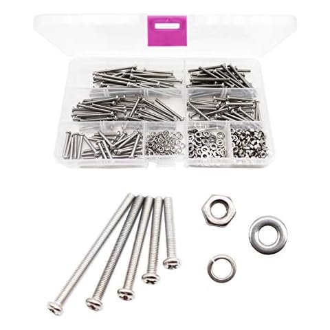 binifiMux 400pcs M3 Pan Head Phillips Machine Screws Nuts Washers Assortment Kit, 304 Stainless Steel,M3 x 20mm/ 25mm/ 30mm/ 35mm/ 40mm Cover