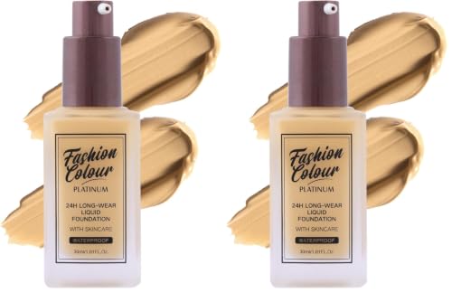 Image of Fashion Colour Platinum 24H Long-Wear Liquid Foundation With Skincare | Professional Use | Waterproof Formula | Silky Texture | Foundation for Women Dry Skin | (WARM NUDE, 30g) (Pack of 2)
