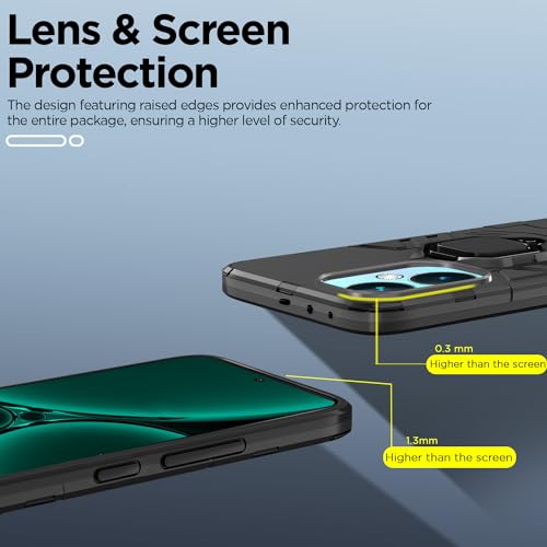 Image of Pikkme Back Cover for OnePlus Nord Ce 3 5G | 360 Protection | Ring Holder | Kickstand | Tough Armor Case (Black)
