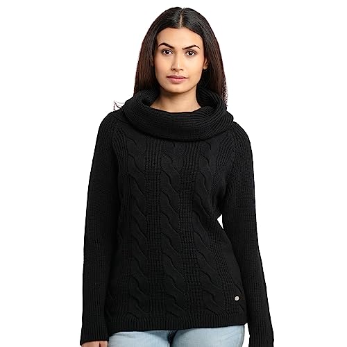 Image of Status Quo Womens Cable Knit Cowl Neck Sweater