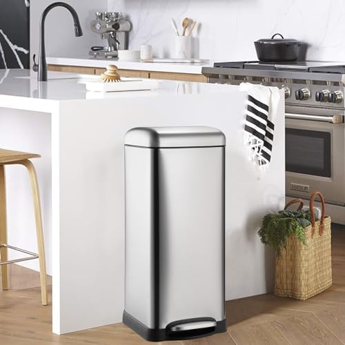 Caneca de basura rectangular de acero inoxidable 30L miniatura 4