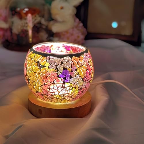 Image of Turkish Persian Himalayan Salt Lamp, Mosaic Glass Night Light with USB Power Home Decoration Holiday Gift
