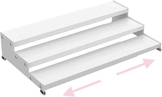 Step Can Organizer, Metal Tiered Spice Rack for Kitchen Counter, 3-Tier Storage Shelf for Canned Food (1Pack/White/Without holes