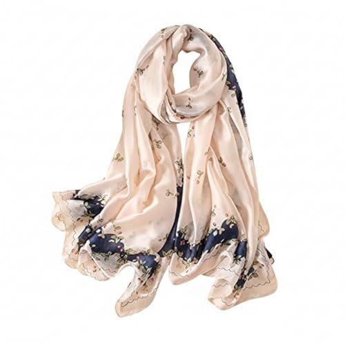 Image of Floral Printed Silk stole | silk Scarf for Women | stylish silk stole for women | Soft Lightweight Stole, Shawl & Neck Wrap | Scarf for Wedding, Party, Travel & Casual Wear