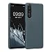 Produktbild kwmobile Hülle kompatibel mit Sony Xperia 5 IV Hülle - weiches TPU Silikon Case - Cover geeignet für kabelloses Laden - Dunkler Schiefer