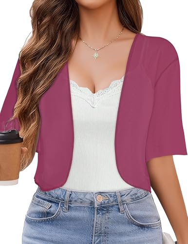 Image of Women Bolero Shrug Cardigan Open Front Cover Up Sheer Short Sleeve Kimonos for Evening Dress