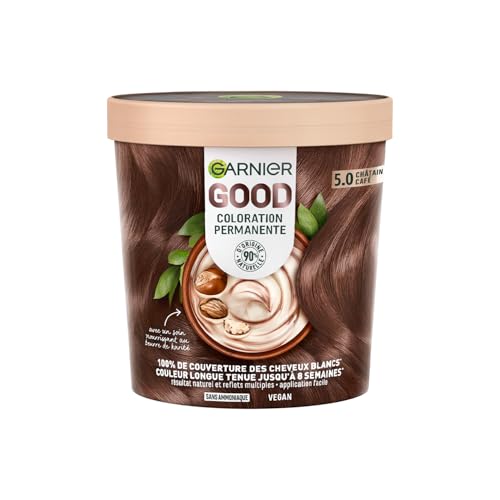 Garnier - Coloration Permanente - Sans Ammoniaque - 90% d'Ingrédients d'Origine Naturelle et Formule Vegan - Beurre de Karité - 100% Couverture Cheveux...