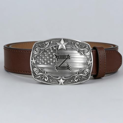 Image of Western Belt Buckle for Men Vintage Cowboy Rodeo Texas Initial Letter ABCDJMR to Z Belt Buckles