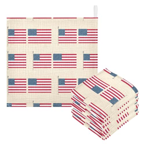 Nander 3Pack Baby Muslin Washcloths,American Flag Soft Face Cloths for Newborn, Absorbent Bath Wash Cloths, Wipes, Burp Rag,Toddlers Essentials Stuff, Baby Registry as Shower