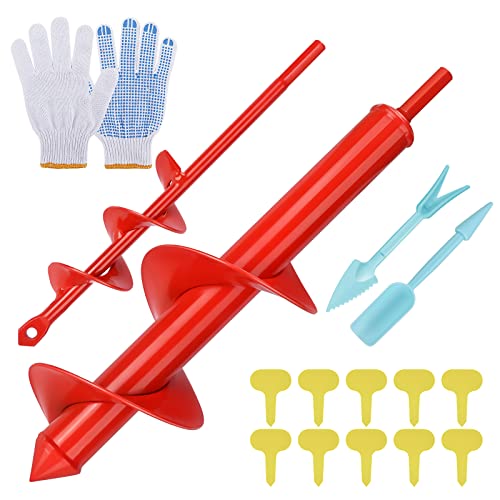 Foret de jardin pour perceuse, Xakay Mèche Jardin Tarière Ø 80 et Ø 40 mm 2 Pièces, outil d'excavation pour les plantations, pour creuser des trous, foret hélicoïdal solide Cover