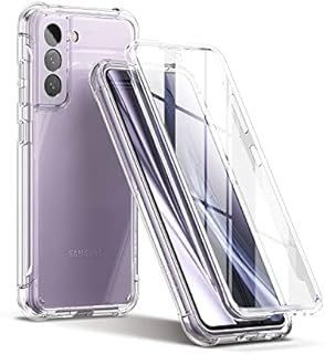 SURITCH Clear Case for Samsung Galaxy S21 FEBuilt in Screen Protector Hybrid Protection Hard Shell PC+Soft Rubber Bumper Rugged Case Protector Cover for Samsung Galaxy S21 FE 5G (2022) 6.4 (Clear)