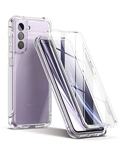 SURITCH für Samsung Galaxy S21 fe 5g Hülle 360°Stoßfest Transparent Front Und Rückenschutz Handyhülle TPU Bumper Eingebautem Displayschutz Schutzhülle für Samsung S21 FE 6,4 Zoll-Transparent