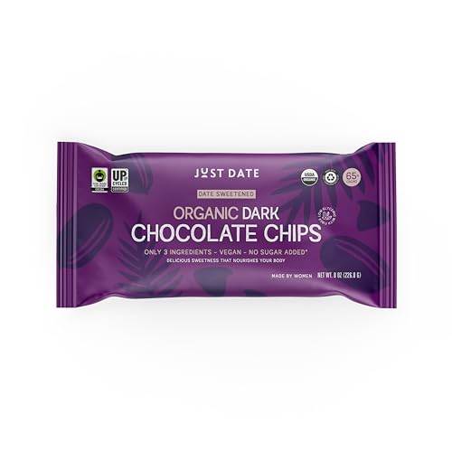 Just Date Organic Date Sweetened Dark Chocolate Chips / 65% Cacao / Vegan / No Sugar Added / Only 3...