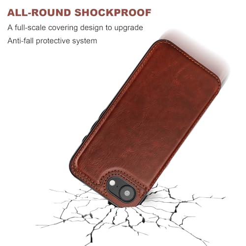 Étui portefeuille iPhone 16 marron : ne perdez plus vos cartes grâce au fermoir - 6