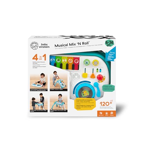 Baby Einstein, Musical Mix ‘N Roll 4-in-1 Baby Lauflernhilfe & Spieltisch, Entdecken Musik, Farben & Tiere, Lauflernwagen mit Spielstation, Elektronische Spielzeug, Kinder ab 6 Monaten (1er Pack)