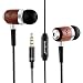 Wood Earphones Headphones, ZealSound In-ear Bass Noise-isolating Earbuds with Microphone, Carrying Pouch and Cord Clip, HDE-300 2017 New Version (One Year Warranty)