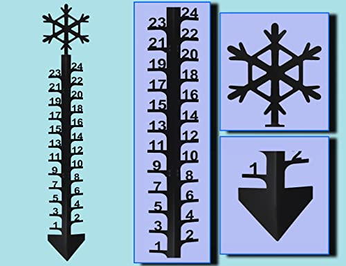 JMBay Snow Gauge, 24 Inch Snowfall Measuring Gauge, Winter Snowflake Metal Ruler, Handmade Metal Snow Measuring Stick Garden Stakes for Yard, Christmas Rain Gauge Outdoor Decoration Gift