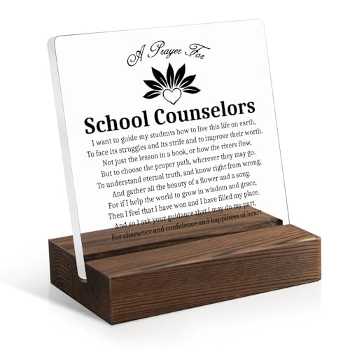 Juoqg School Counselor Prayer Acrylic Plaque with Wooden Stand, Funny