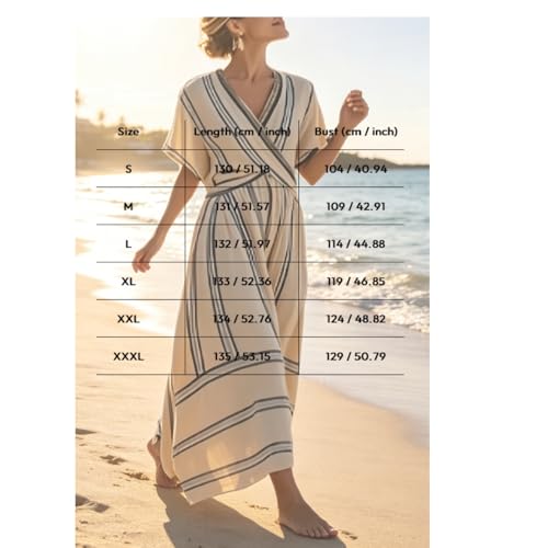 Robe d'été style villégiature longue portefeuille à rayures - 4