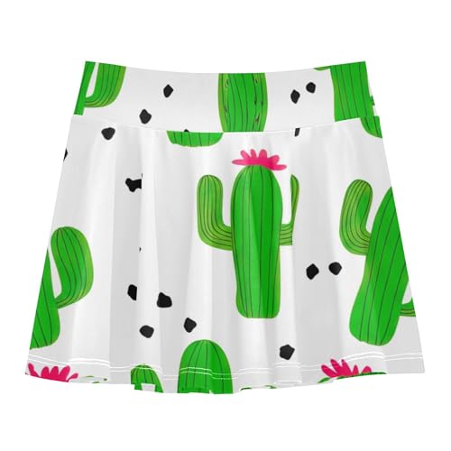 Joisal Athletic Shorts Girls Skorts Western Green Cacti Plants Skirts with Shorts Running Flowy Skort 3t2