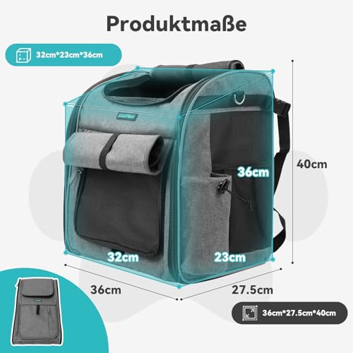 DAISTERN Hundekorb Fahrrad Vorne bis 10KG, Faltbarer Atmungsaktiver Hundefahrradkorb 4 in 1 Rucksack Schultertasche Autositz mit Robuste L-förmige Halterung Φ55mm, Bequemes Kissen, Reflektorstreifen