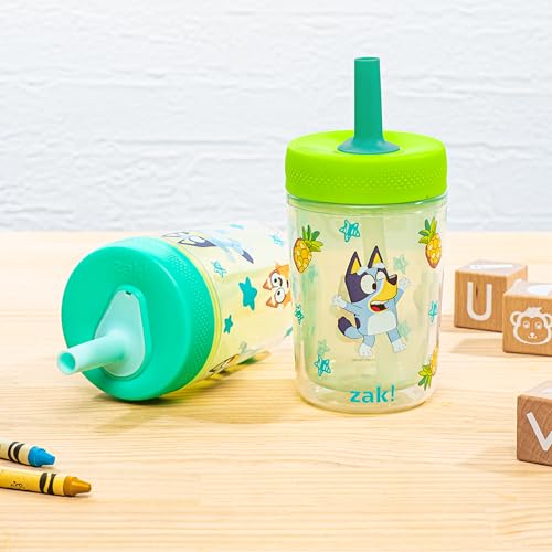 Image of Zak Designs Bluey Capri 9oz Plastic Leak-Proof Toddler Straw Cups, 2-Pack