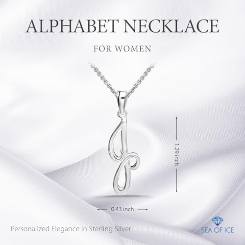 SEA OF ICE Letter Initial Necklace, Alphabet Letter Pendant Necklace, Sterling Silver, Gold, Rose Gold Necklace for Women, Elegant Initial Necklaces, Personalized Custom Women's Necklaces2