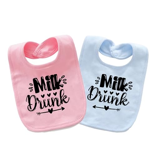 Image of QIANWANYI Baby Twins Bibs Milk Newborn Baby Bibs Cute Unisex Bibs Set Toddler Baby Boy Girl Bibs(pb paste)