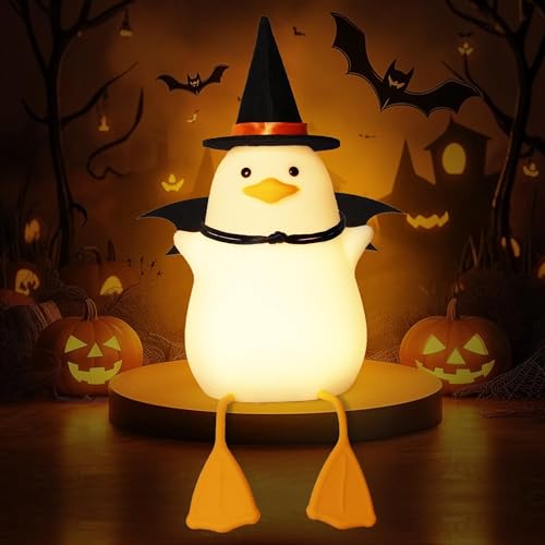 Attivolife Duck Night Light for Kids, LED Bedside Table Silicone Lamp, Timer Dimmable Animal Magician Touch Control Nursery Portable, Halloween Birthday Gift for Boy Girl (Bat Wing)