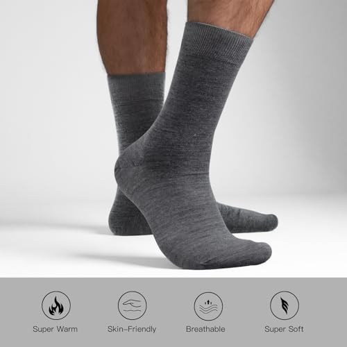 C4N Men's Merino Socks Size 9-11 - Breathable Business Dress Socks, Moisture-Wicking & Non-Slip (1 Pair, Gray)2