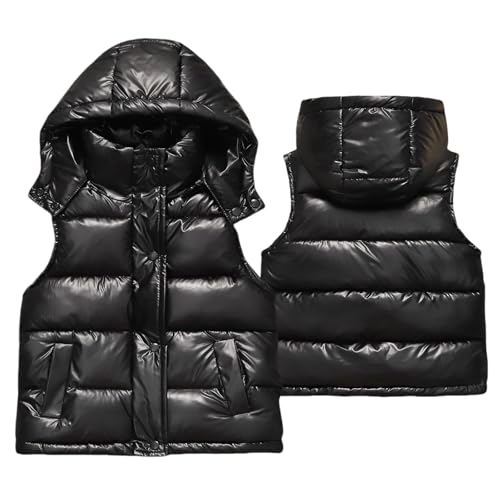 Girls Boys Lightweight Hooded Puffer Vest Zip Up Sleeveless Down Coats Warm Winter Windproof Outerwear Coat Jacket