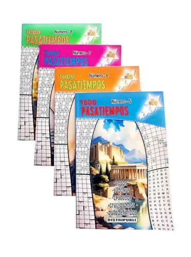 Todo Pasatiempos para Adultos, Pack de 4 Unidades Son 344 Ejercicios Mas Soluciones,...