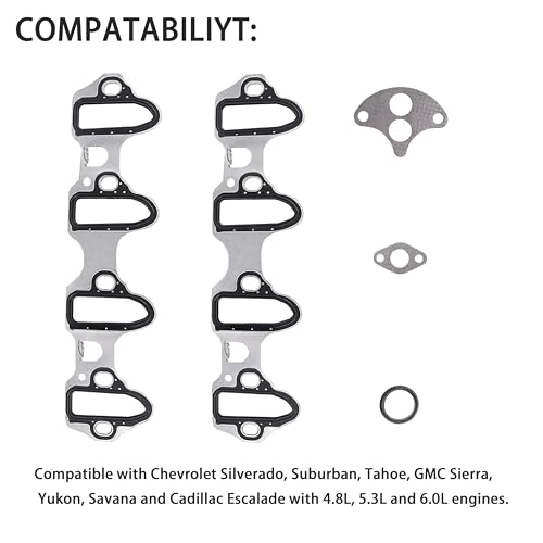 Image of Intake Manifold Gasket Set for 4.8L 5.3L 6.0L Engine MS98016T 89060413 | Auto Repair Gasket Kit Fits Chevy Silverado Tahoe GMC Sierra Yukon Savana Cadillac Escalade