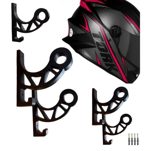 Kit de 5 Suportes para Capacete de Moto, Ganchos de Montagem, Cor Preta