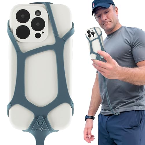 Pulpo Safety Cell Phone Lanyard Grey Fits Smartphones 6.1 to 6.8” - Anti Theft Phone Strap for Men...