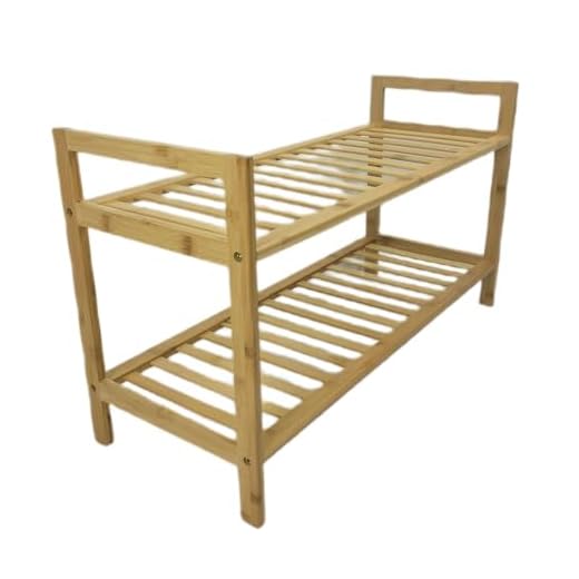 Begryf, Bambus Schuhregal 2 Etagen – kleines offenes Schuhablage-Regal aus Holz, Natur, für Flur & Garderobe
