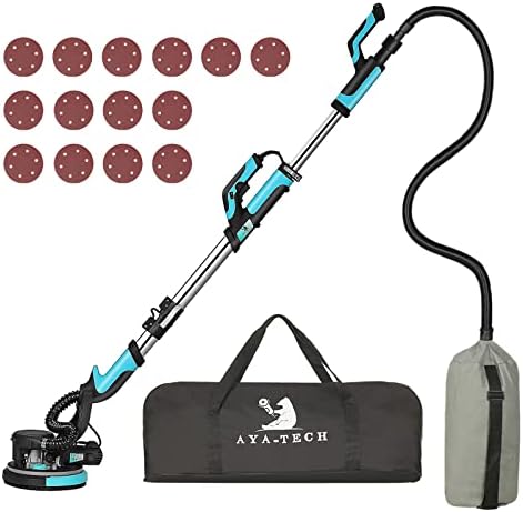 Drywall Sander, Pole Electric Drywall Sander with Vacuum, 750W 6.5A Popcorn Ceiling Removal Tool Machine 7 Variable Speed Patented Fixture for Ceiling 26FT Power Cable, 14 Pcs Sanding Discs