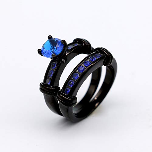 Bridal Sets Black Gold Plated Womens Wedding Bands Blue Cz Engagement Ring Sets2