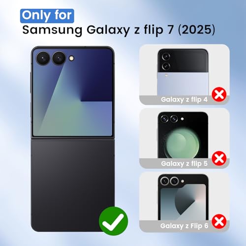 Image of Ruky for Z-Flip-7 Slim Case, with Built-in Screen Protector, Coralred | Support Wireless Charging Hard PC Ultra-Thin Full Body Protective Phone Cover for Samsung Galaxy Z Flip 7, Coralred