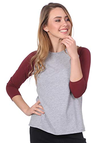 Kosher Casual Women's Modest Baseball Tee 3-4 Sleeve Raglan Top in Cotton +
