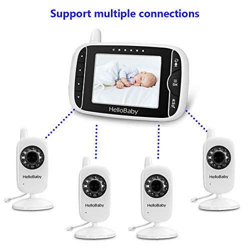 HelloBaby Monitor de vídeo para bebê com câmera digital colorida LCD, zoom e visão noturna infraverm