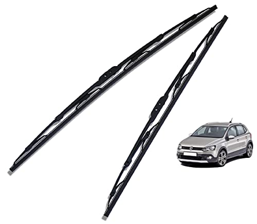 Image of Euro Care Metal Type Wiper Blade Compatibility with Polo Cross Windshield Car Wiper Blade Size D-24,P-16