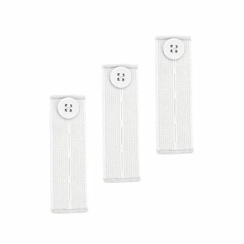 3 Extensores de Botón Elástico para Pantalones - Ajustador de Cintura Ajustable y Alargador de Pretina - Accesorio Ideal para Ampliar la Cintura con Comodidad (3 Piezas) (Blanco)