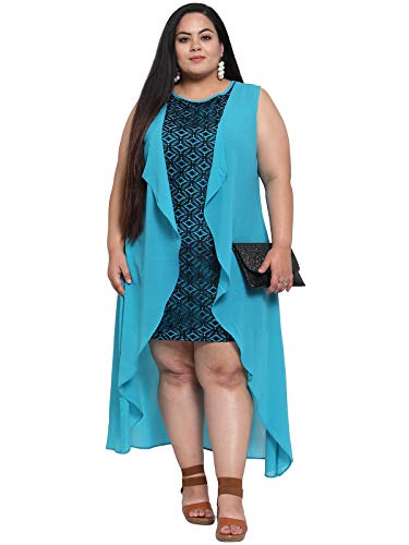 Image of Flambeur Women's Georgette Fit and Flare Knee-Length Casual Dress