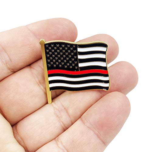 LEO Challenge Coins Thin Red Line Fire Department American Waving Flag Lapel Pin 1.25